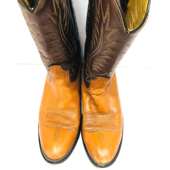 Acme Circle A Mens 9.5D Western Leather Boots USA Cowboy Ringo Tooled Ranch‎ main image 5